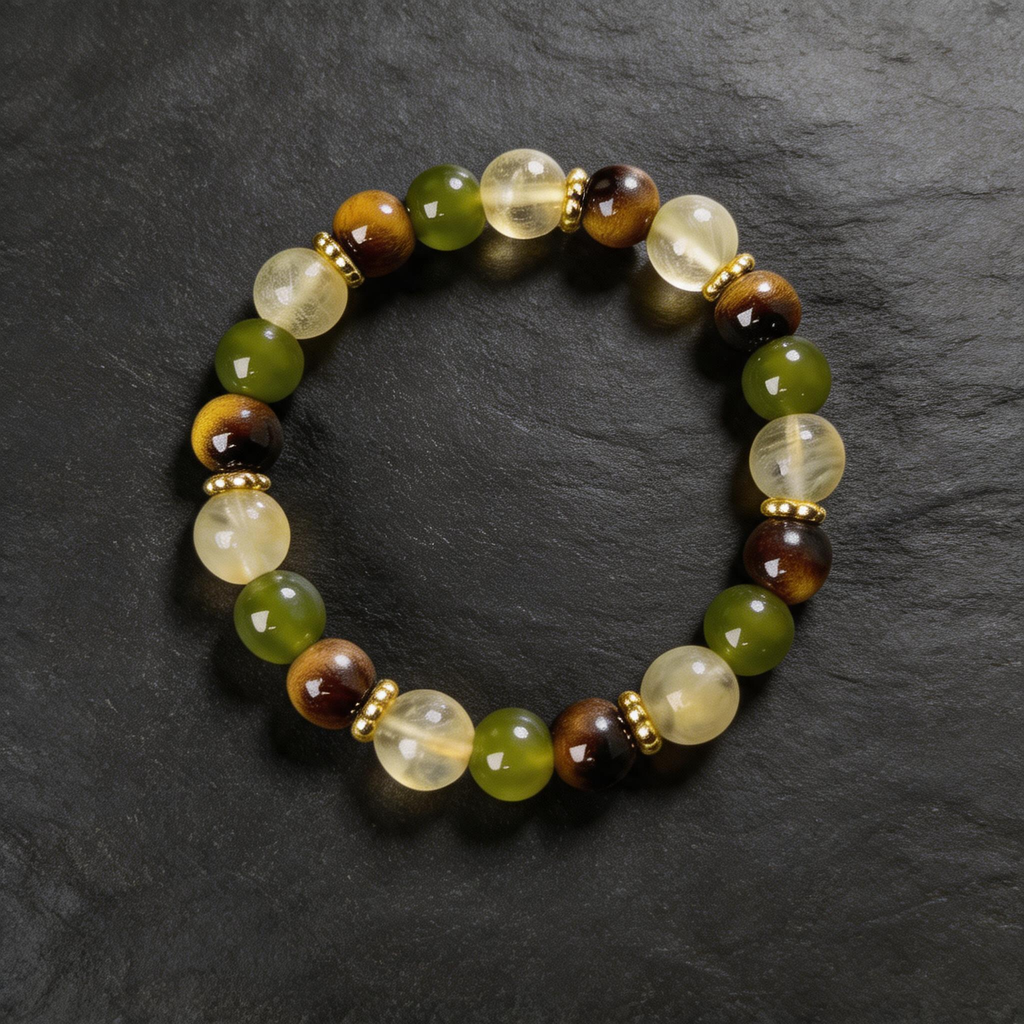 Citrine, Aventurine & Tiger's Eye Bracelet — Prosperity & Protection