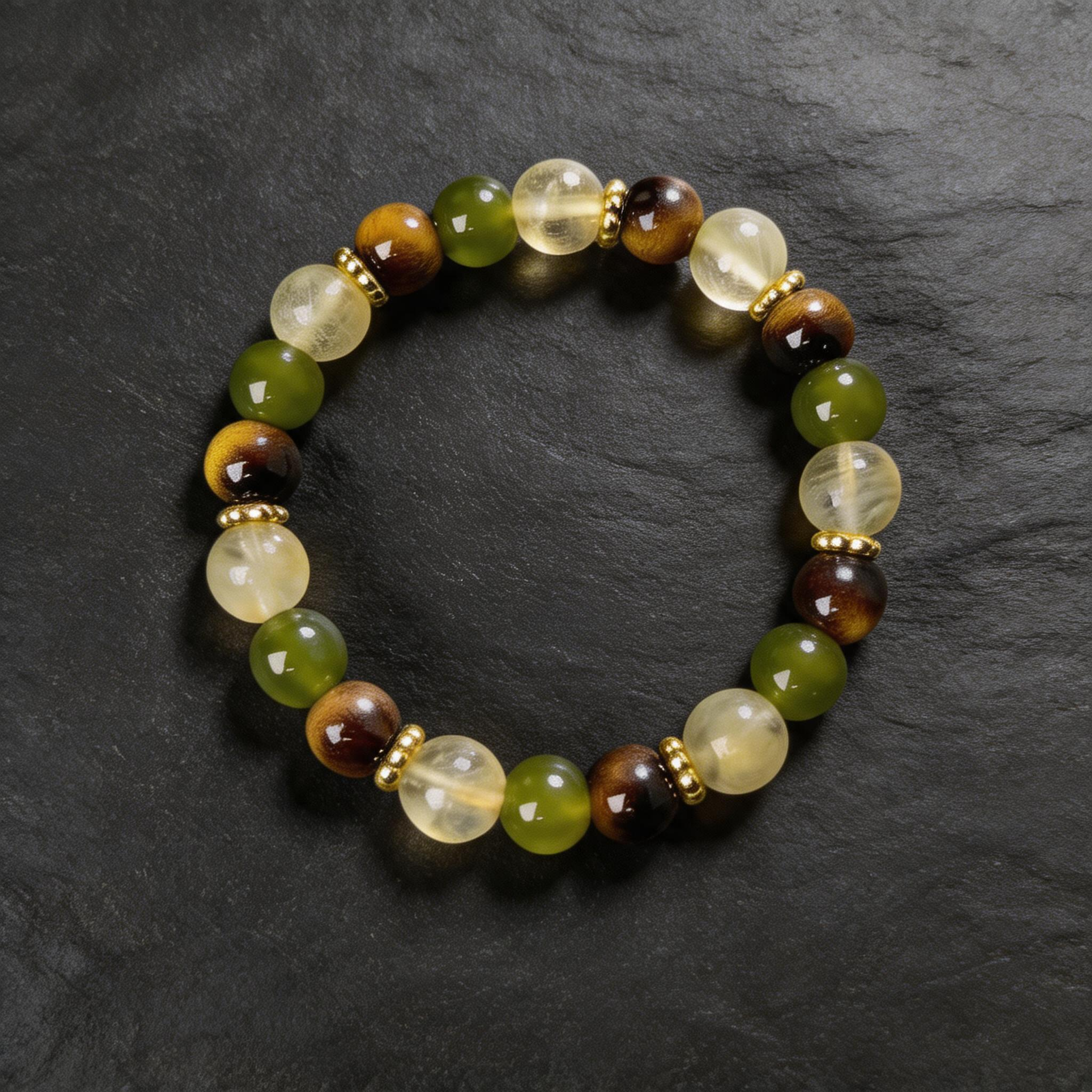 Citrine, Aventurine & Tiger's Eye Bracelet — Prosperity & Protection