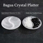 White Marble Yin-Yang Bagua Organizer Platter — Feng Shui Energy Balance & Crystal Display