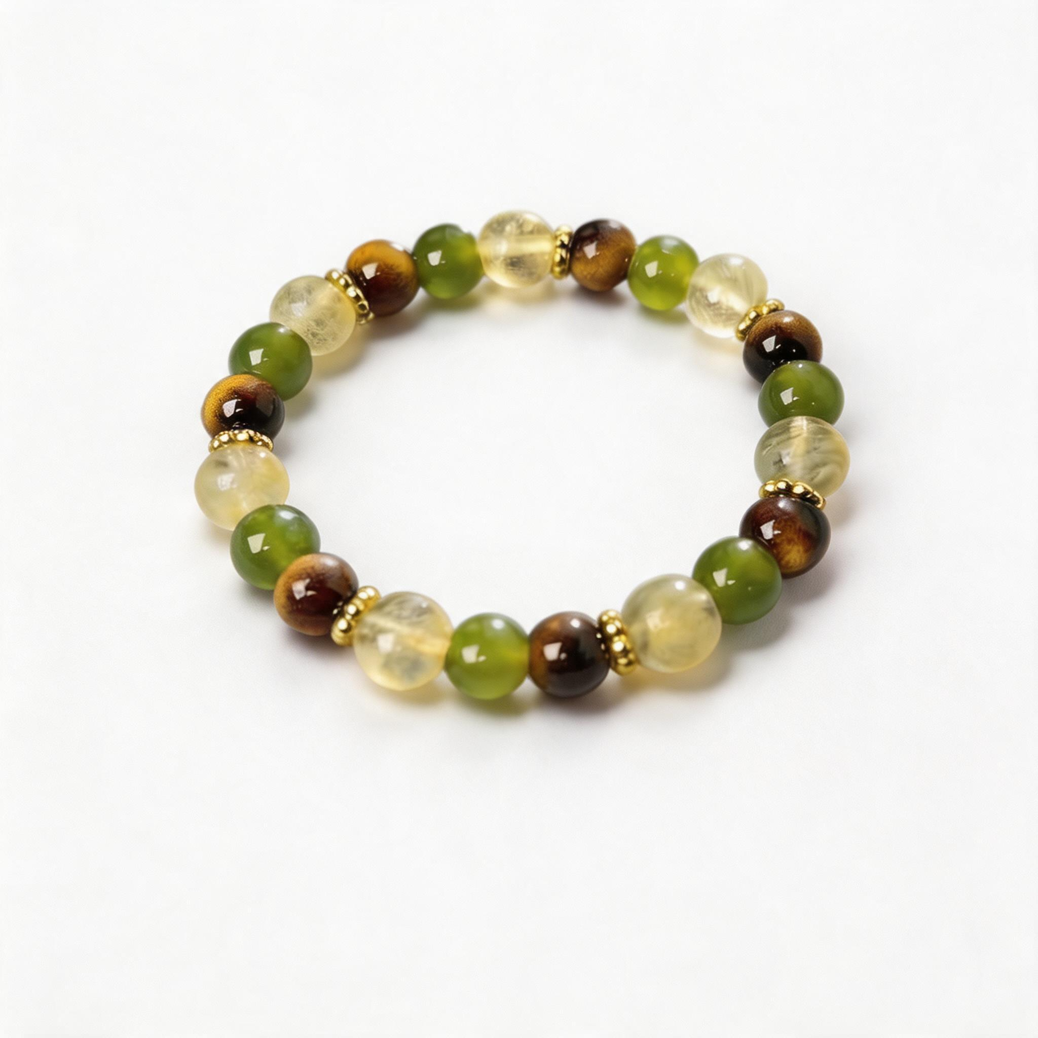 Citrine, Aventurine & Tiger's Eye Bracelet — Prosperity & Protection